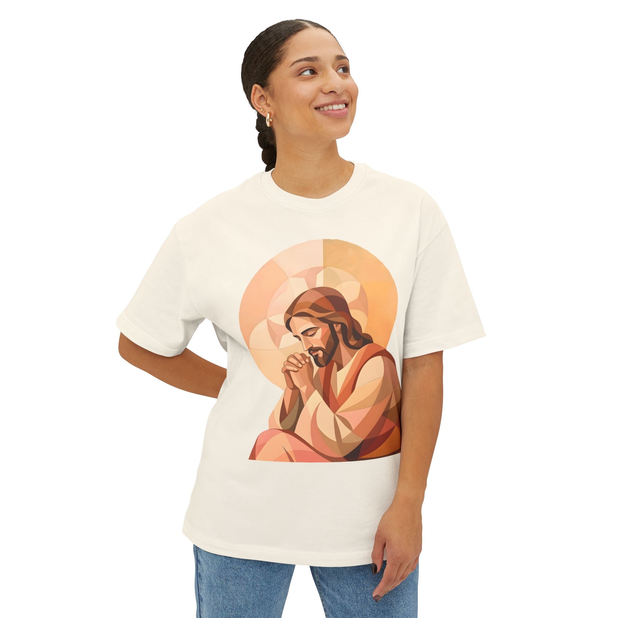 Jesus Praying Graphic Tee — Christian Faith Shirt