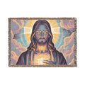 Jesus Portrait Woven Blanket — Spiritual Christian Throw for Home, Prayer & Gift
