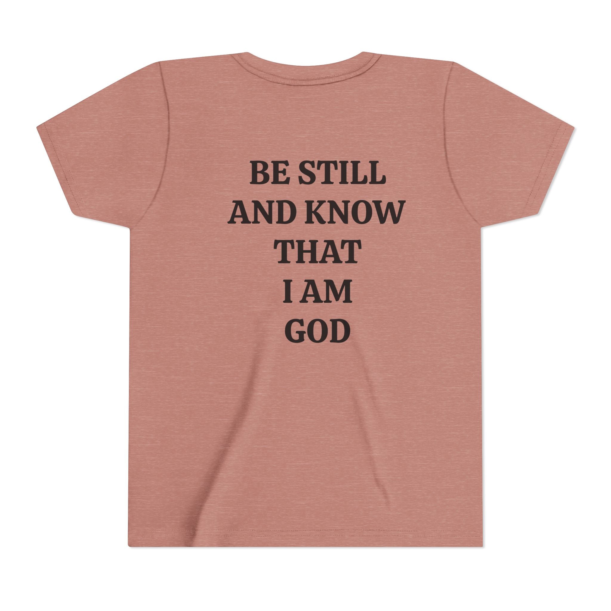Youth Tee — Retro Jesus Portrait with 'Be Still and Know That I Am God' Inspirational Graphic