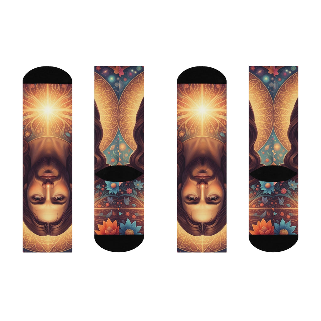 Jesus Portrait Cushioned Crew Socks — Sacred Heart Graphic