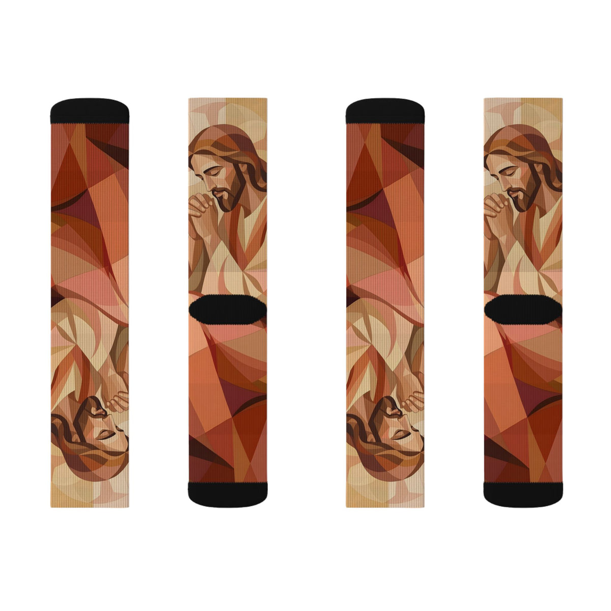 Praying Jesus Sublimation Socks — Christian Faith Crew Socks