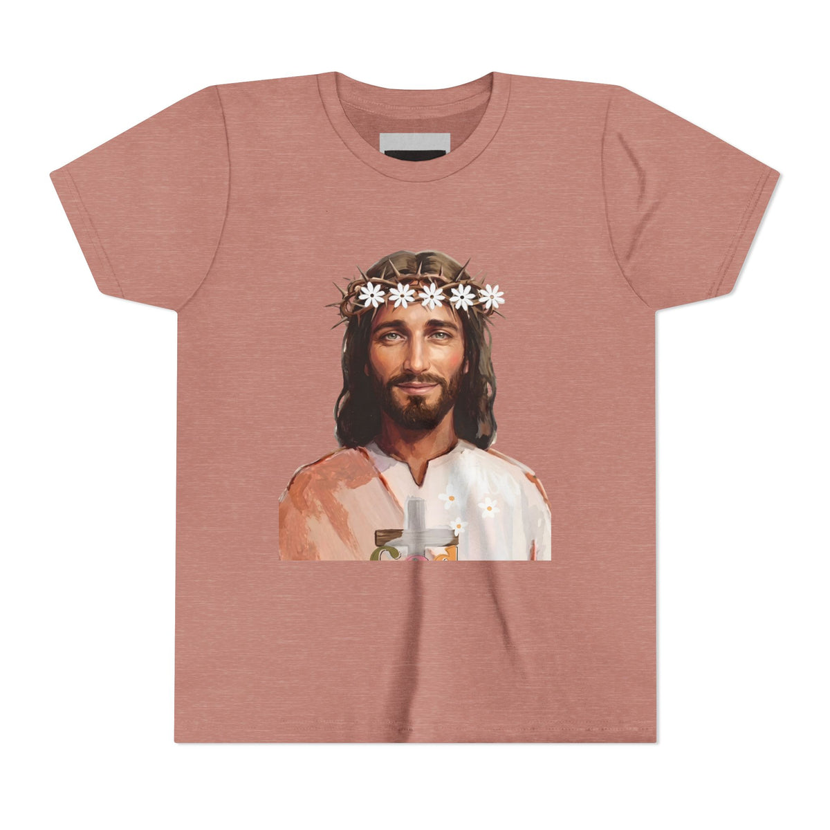 Youth Tee — Retro Jesus Portrait with 'Be Still and Know That I Am God' Inspirational Graphic