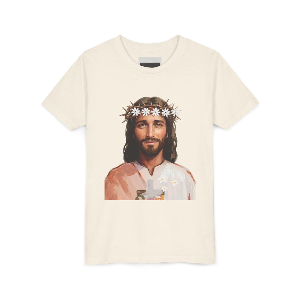 Youth Tee — Retro Jesus Portrait with 'Be Still and Know That I Am God' Inspirational Graphic