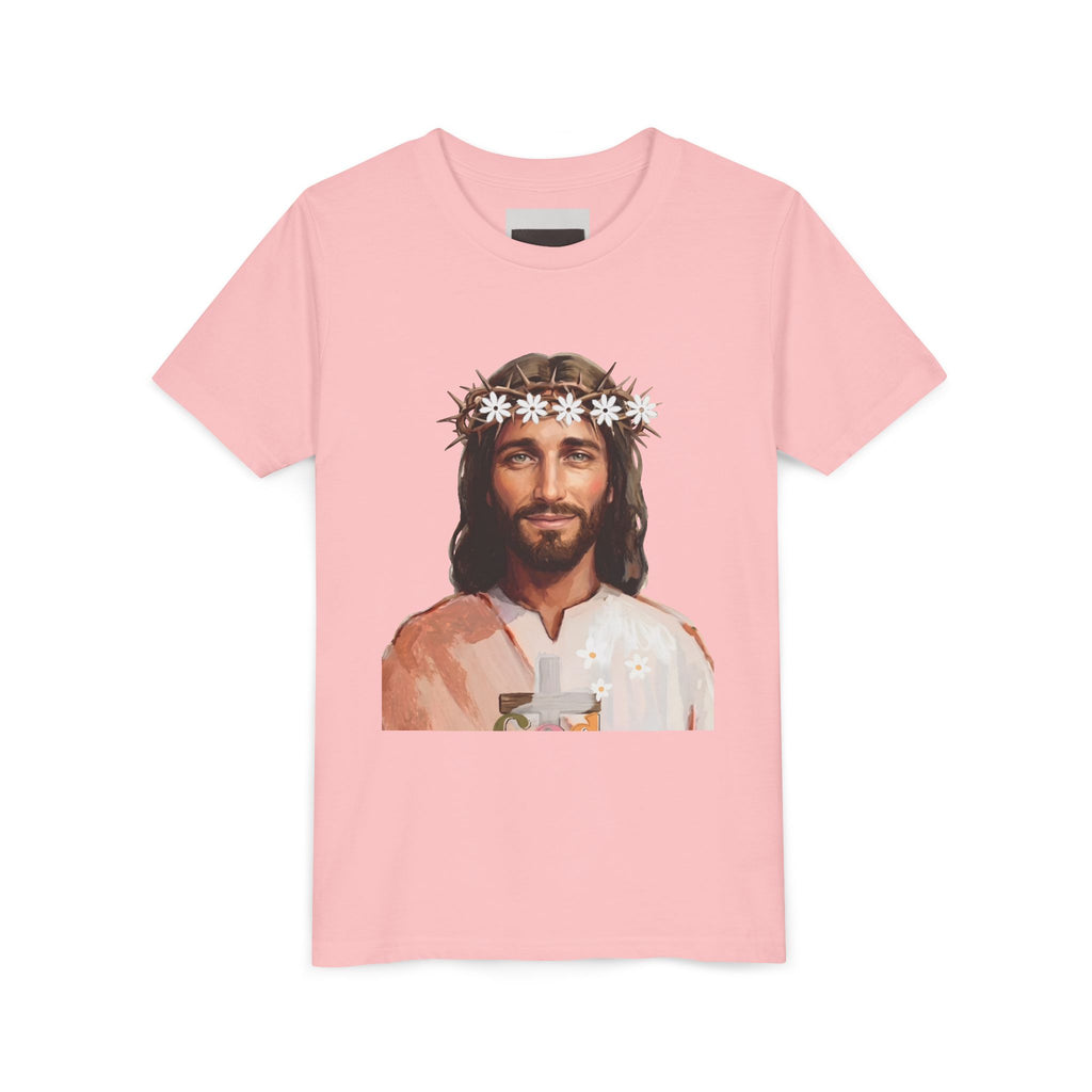 Youth Tee — Retro Jesus Portrait with 'Be Still and Know That I Am God' Inspirational Graphic