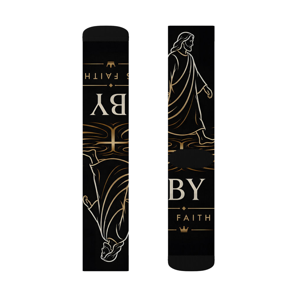 Faithful Jesus Sublimation Crew Socks — "Jesus Christ" Christian Scripture Socks