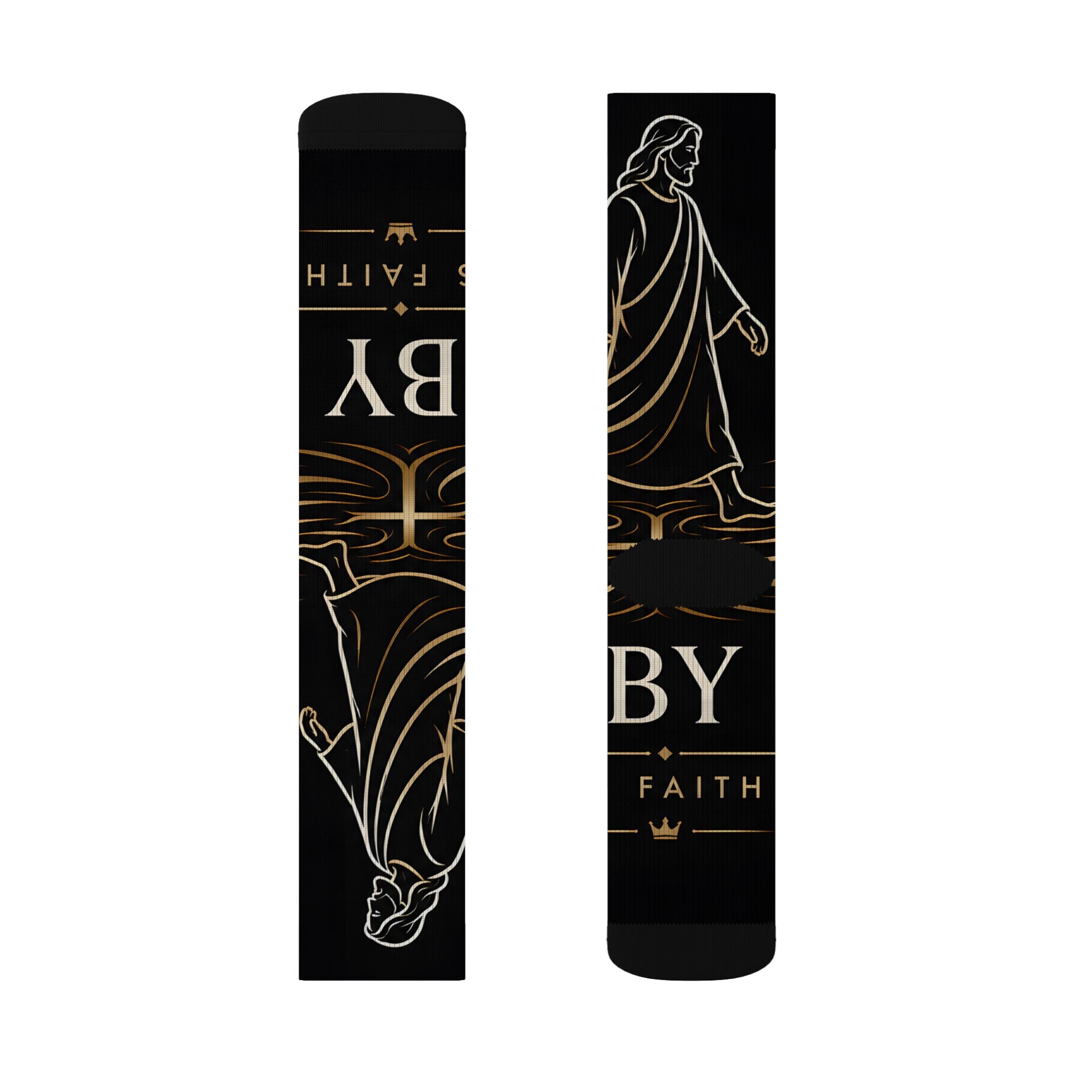 Faithful Jesus Sublimation Crew Socks — "Jesus Christ" Christian Scripture Socks