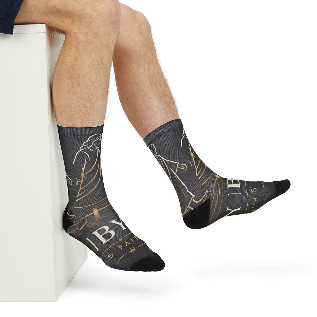 Jesus Christ Walk By Faith Crew Socks — Christian Sublimation Socks