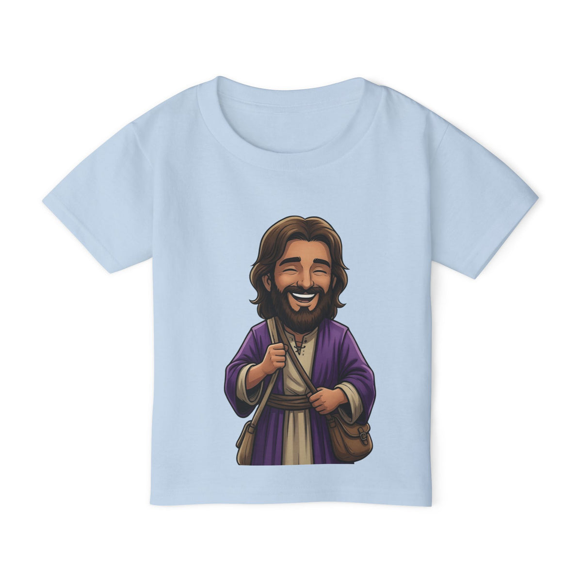 Toddler T-Shirt — Cute Jesus Cartoon Front + "I Am The Light" Back Christian Tee for Kids