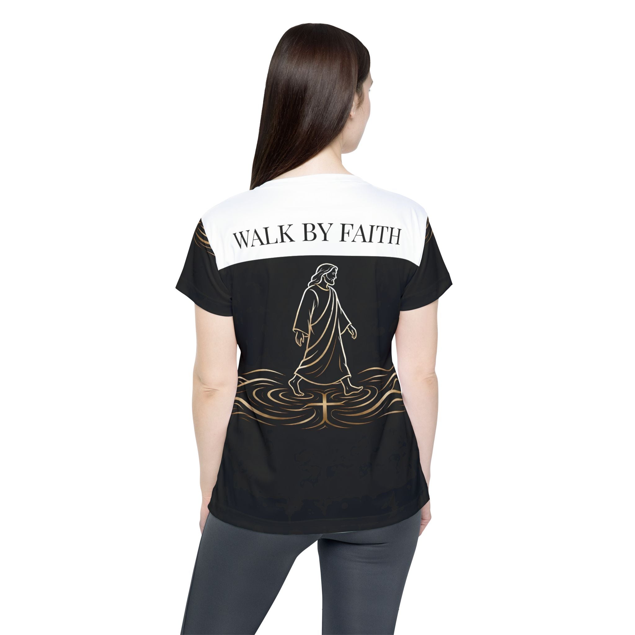 Faith Walk Women's Sports Jersey — "WALK BY FAITH" Jesus Christ Graphic