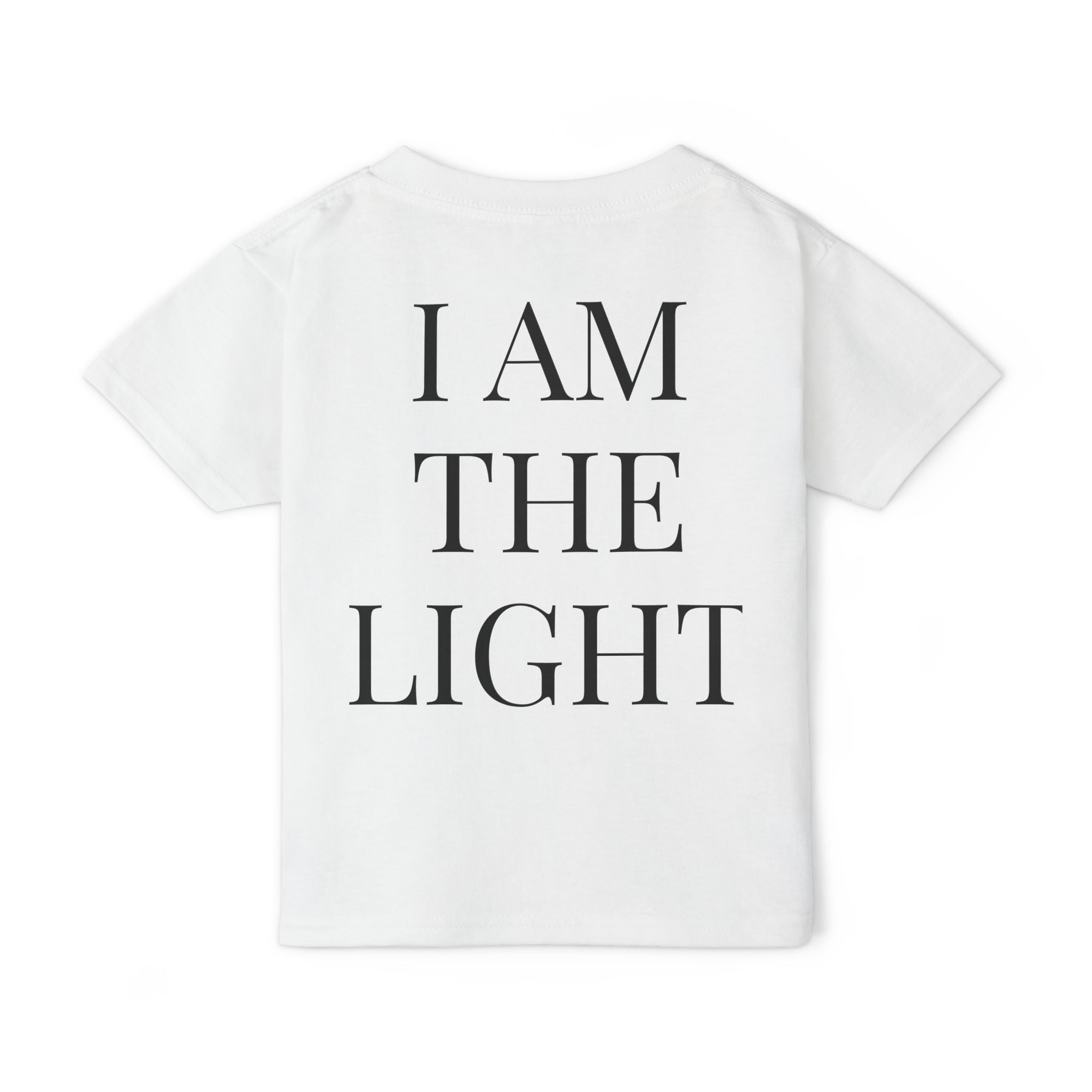 Toddler T-Shirt — Cute Jesus Cartoon Front + "I Am The Light" Back Christian Tee for Kids