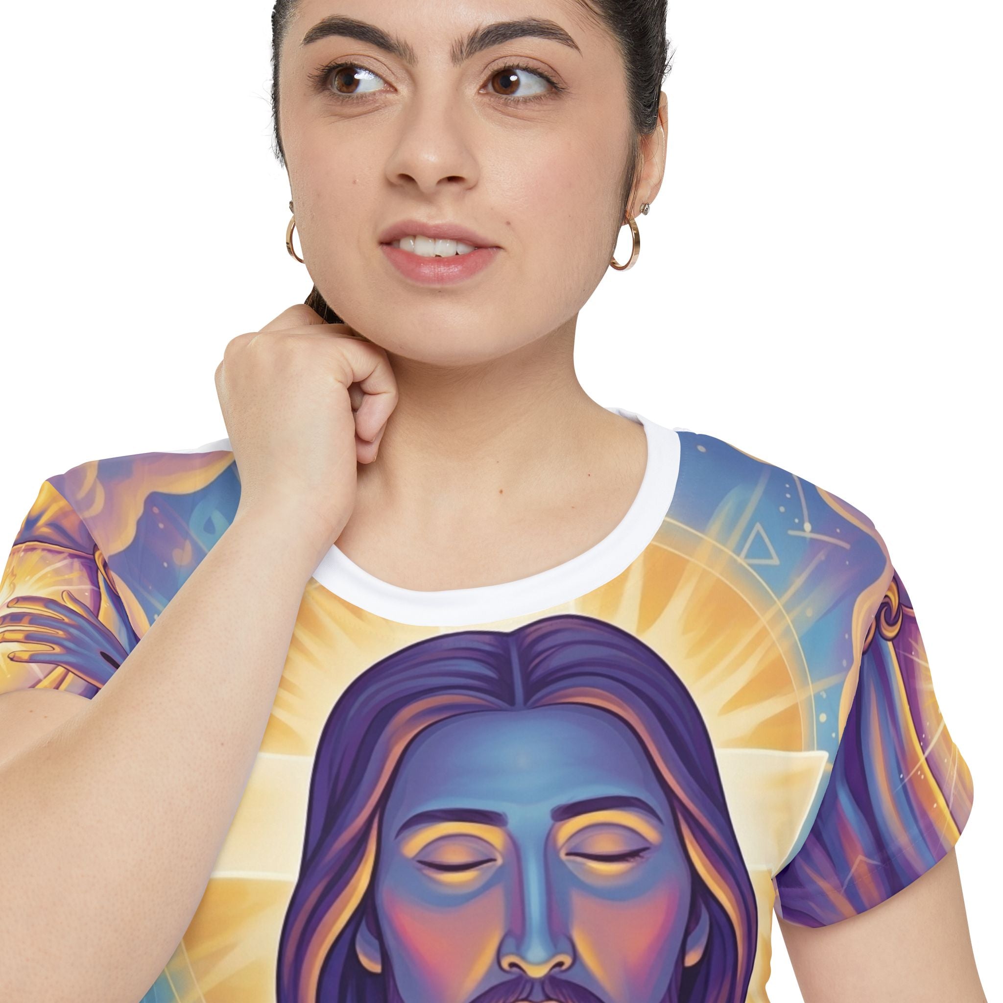 Sacred Heart Jesus Christ Women's Tee — All‑Over Print Spiritual Shirt