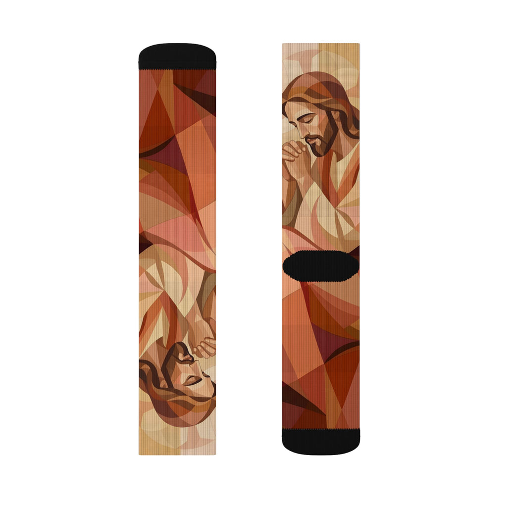 Praying Jesus Sublimation Socks — Christian Faith Crew Socks