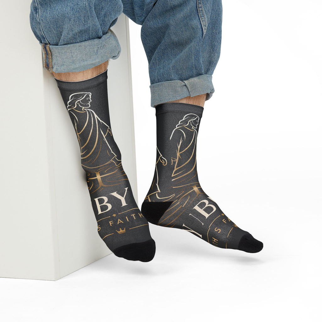 Jesus Christ Walk By Faith Crew Socks — Christian Sublimation Socks