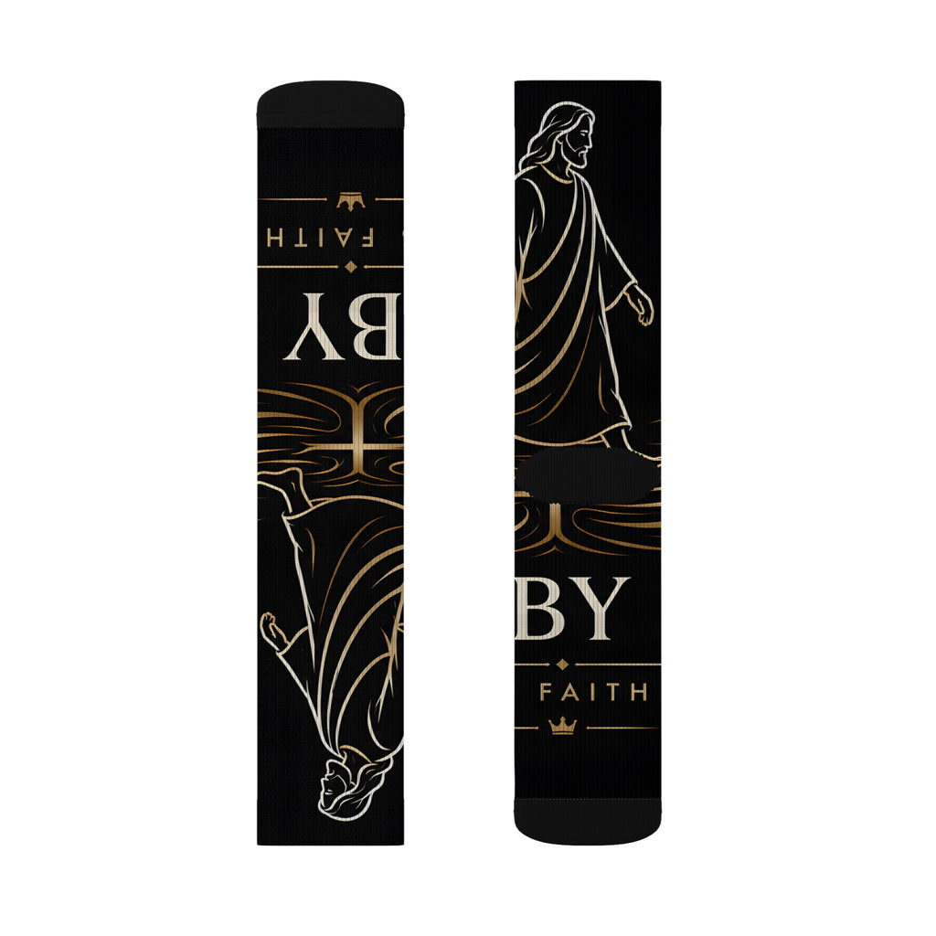 Faithful Jesus Sublimation Crew Socks — "Jesus Christ" Christian Scripture Socks