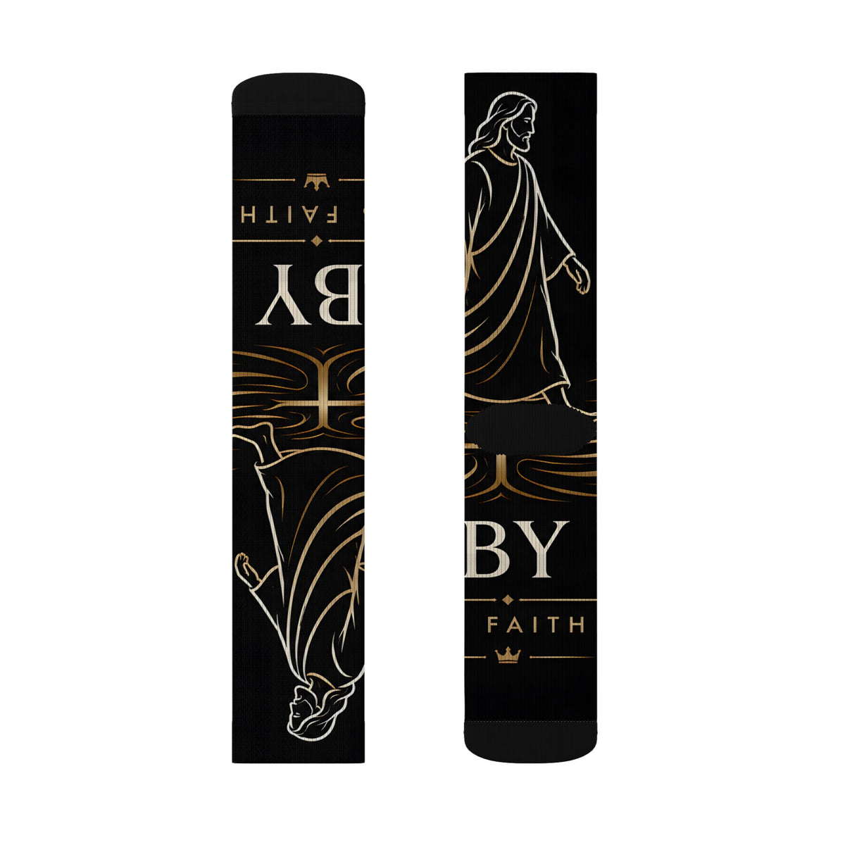 Faithful Jesus Sublimation Crew Socks — "Jesus Christ" Christian Scripture Socks