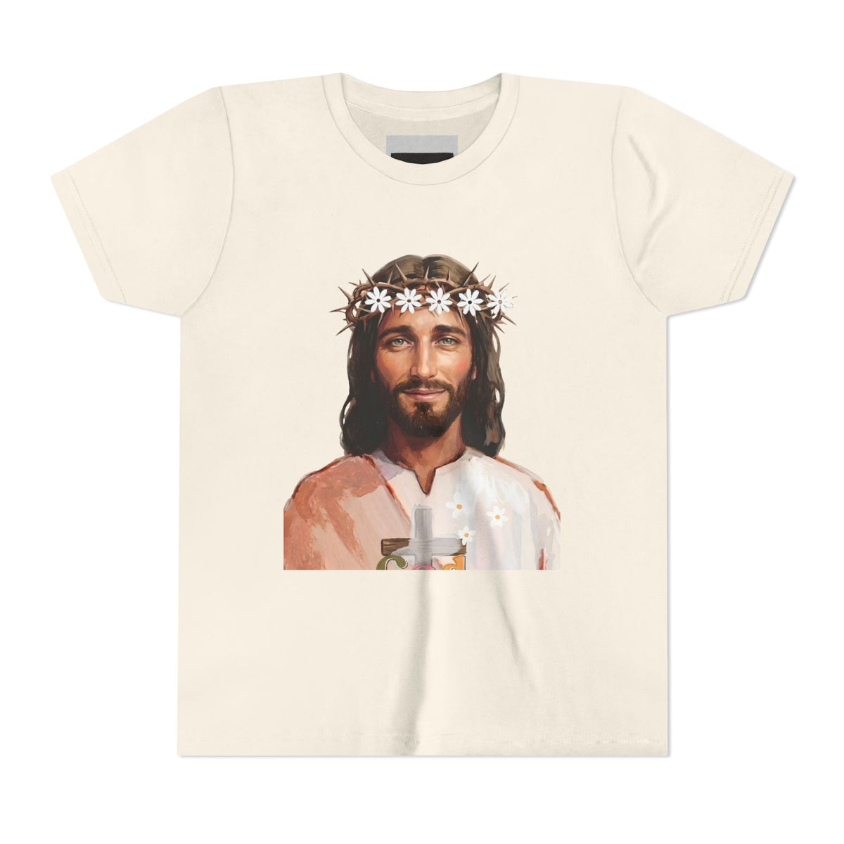 Youth Tee — Retro Jesus Portrait with 'Be Still and Know That I Am God' Inspirational Graphic