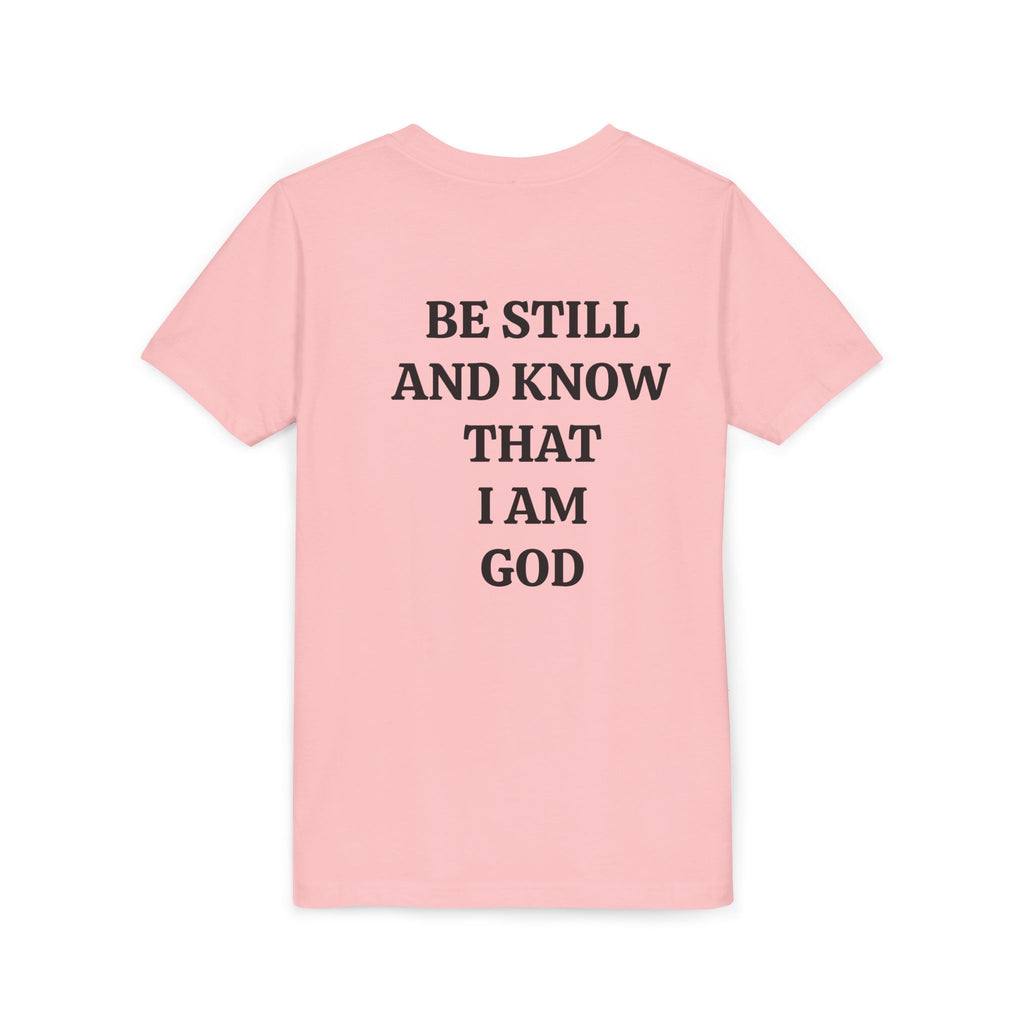 Youth Tee — Retro Jesus Portrait with 'Be Still and Know That I Am God' Inspirational Graphic