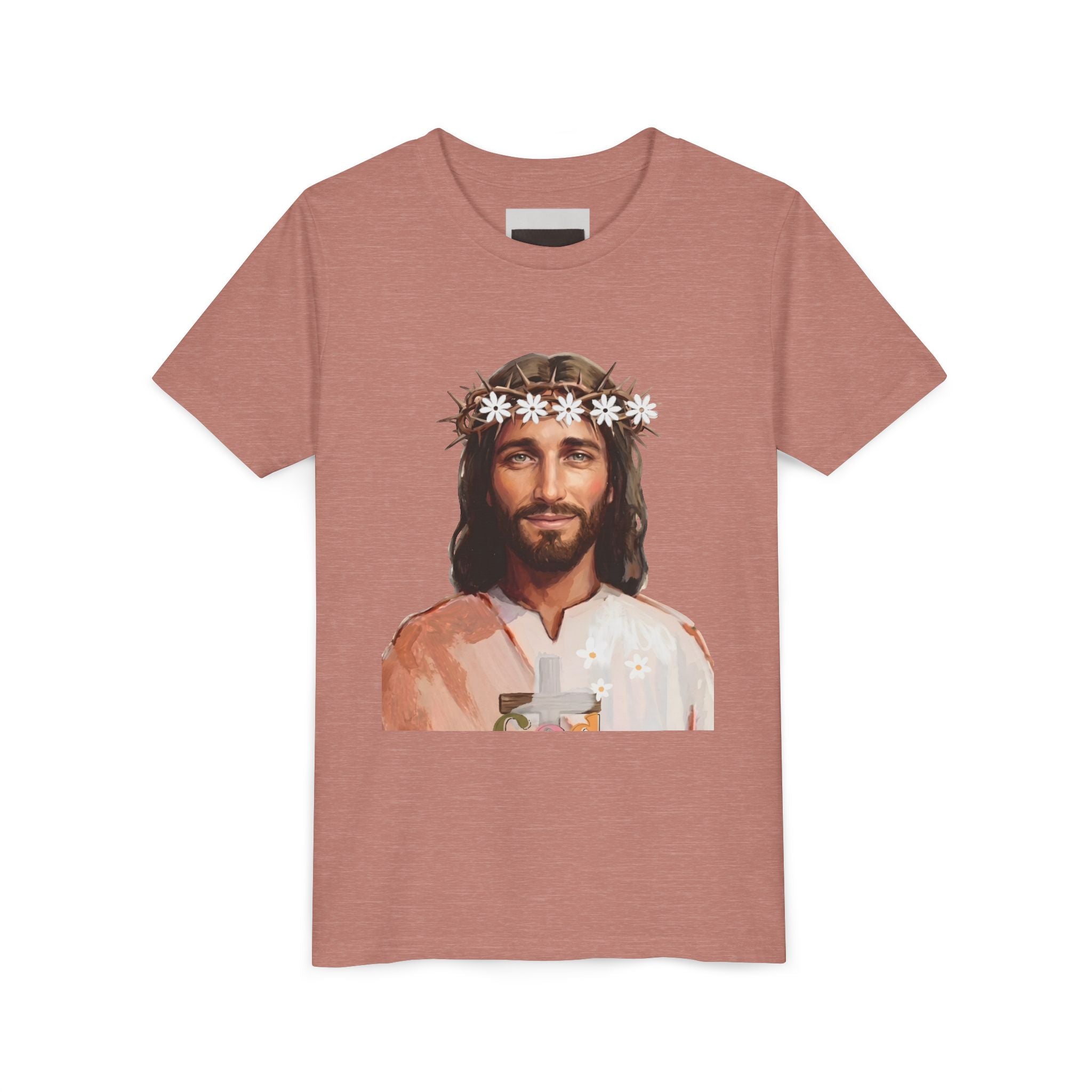Youth Tee — Retro Jesus Portrait with 'Be Still and Know That I Am God' Inspirational Graphic