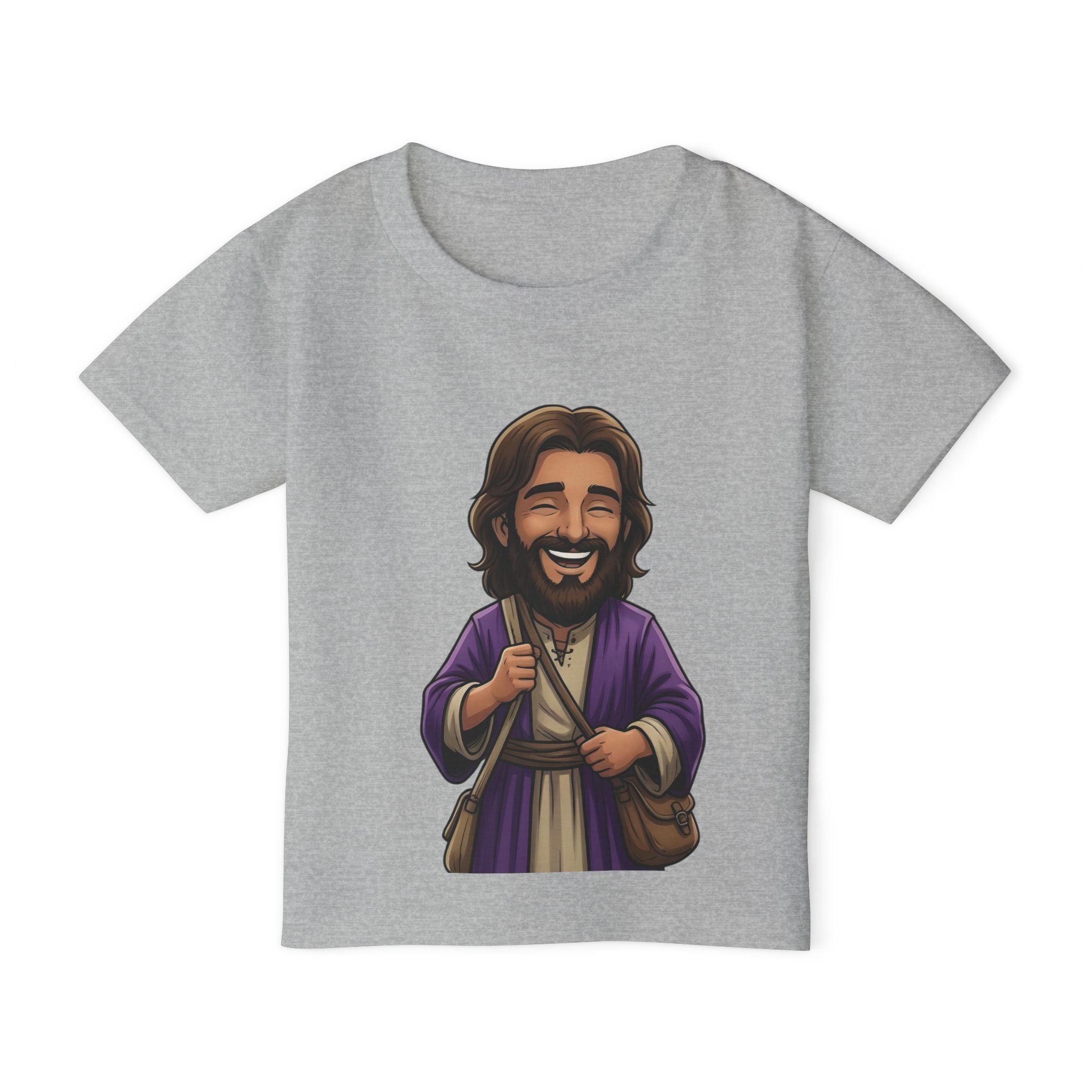 Toddler T-Shirt — Cute Jesus Cartoon Front + "I Am The Light" Back Christian Tee for Kids