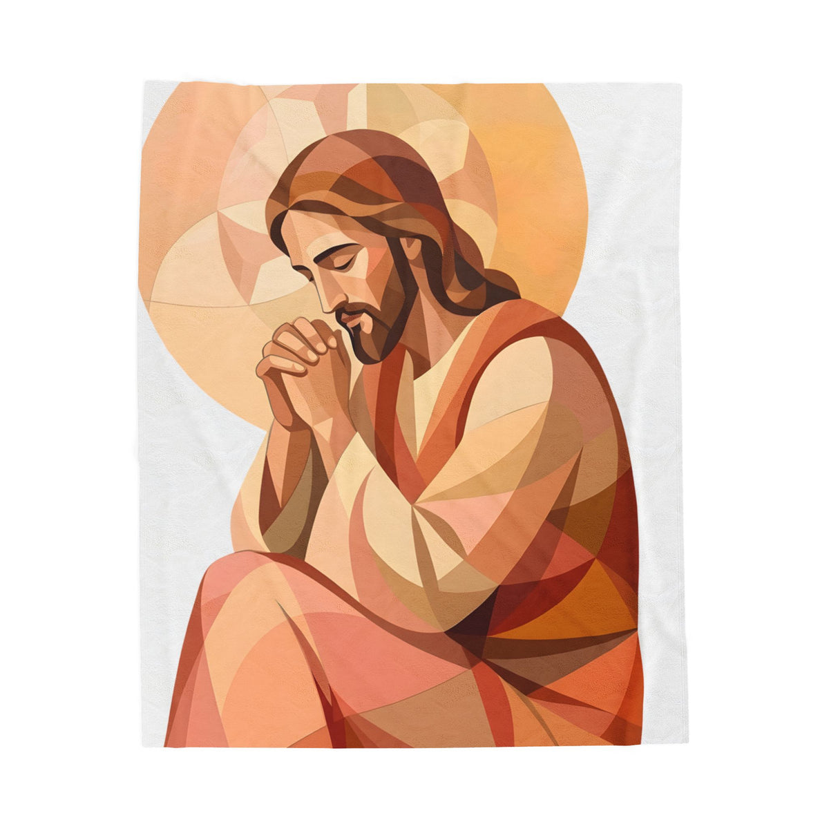 Christian Prayer Velveteen Blanket – Praying Jesus Plush Throw for Faith & Comfort