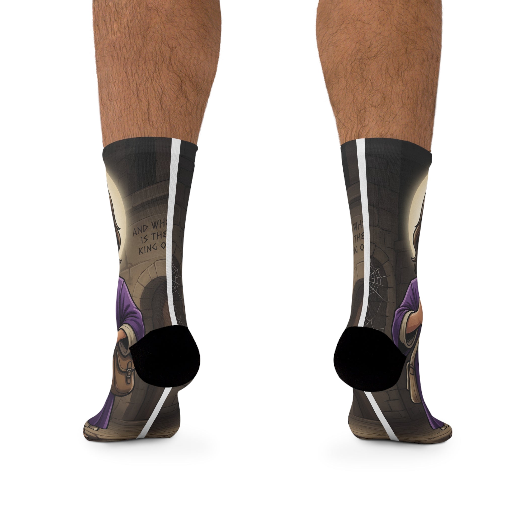 Jesus Cartoon Socks — Recycled Poly Christian Crew Socks