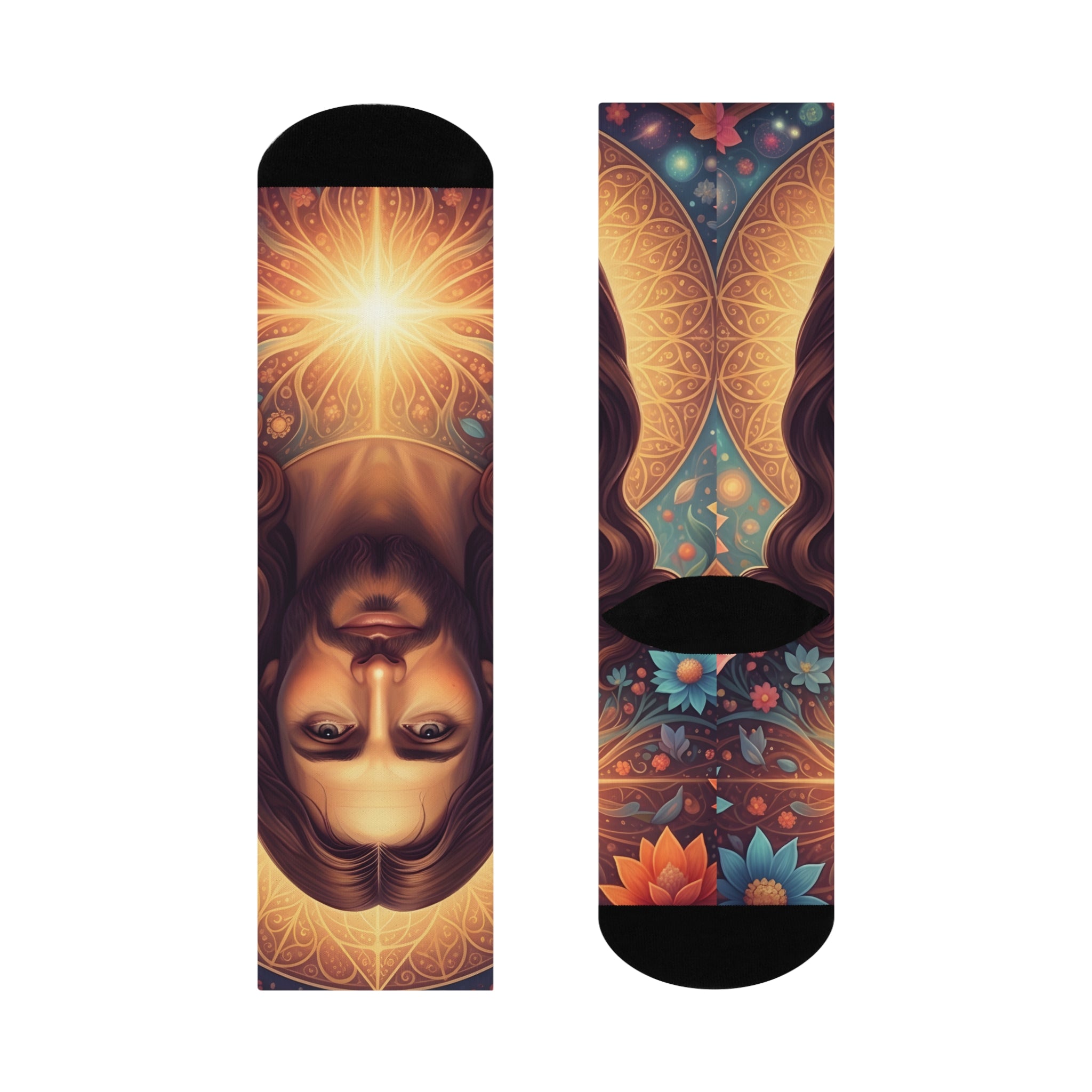 Jesus Portrait Cushioned Crew Socks — Sacred Heart Graphic
