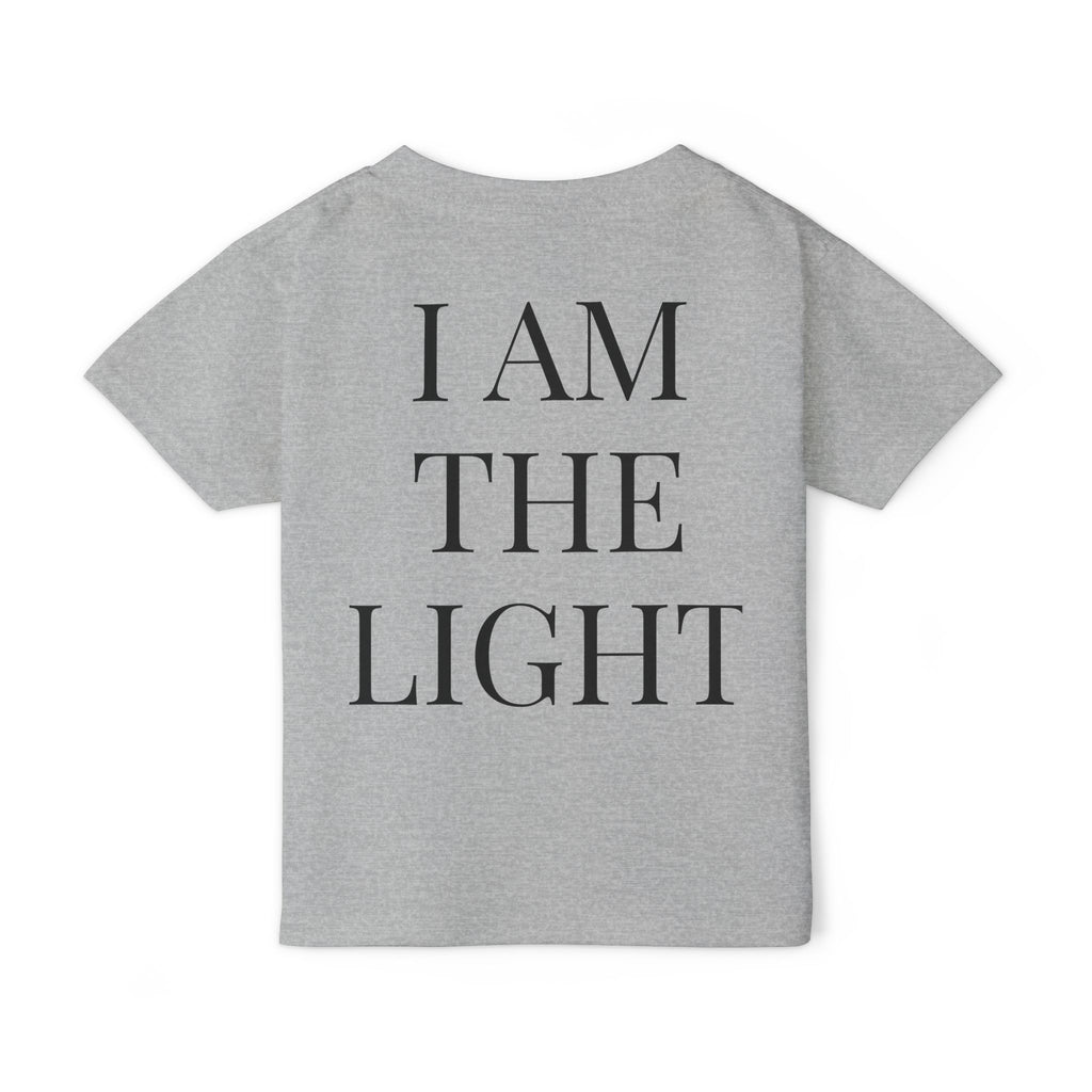 Toddler T-Shirt — Cute Jesus Cartoon Front + "I Am The Light" Back Christian Tee for Kids