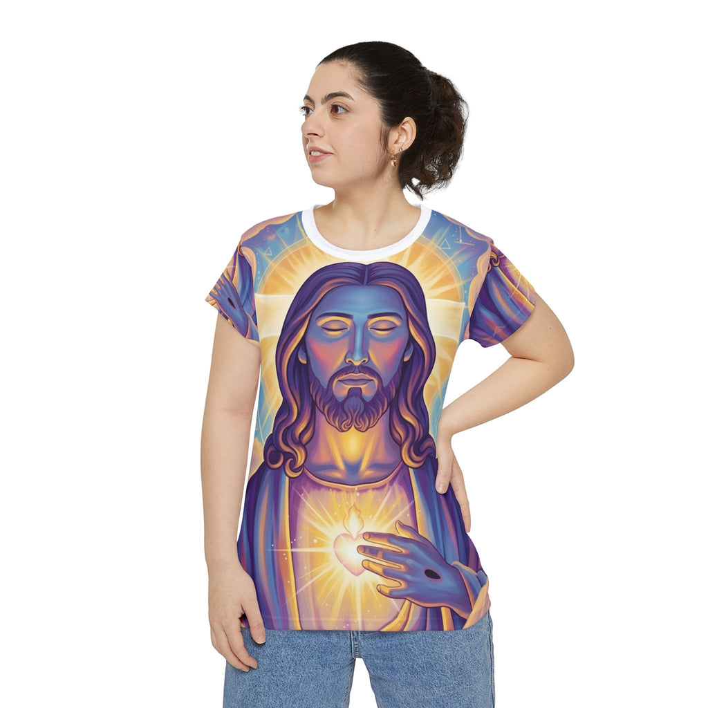 Sacred Heart Jesus Christ Women's Tee — All‑Over Print Spiritual Shirt