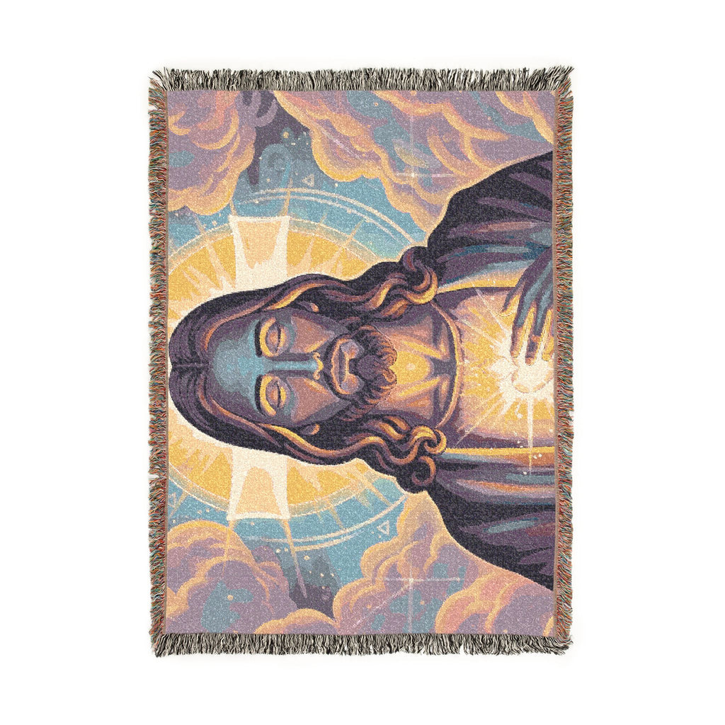 Jesus Portrait Woven Blanket — Spiritual Christian Throw for Home, Prayer & Gift