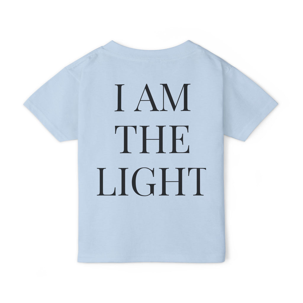 Toddler T-Shirt — Cute Jesus Cartoon Front + "I Am The Light" Back Christian Tee for Kids