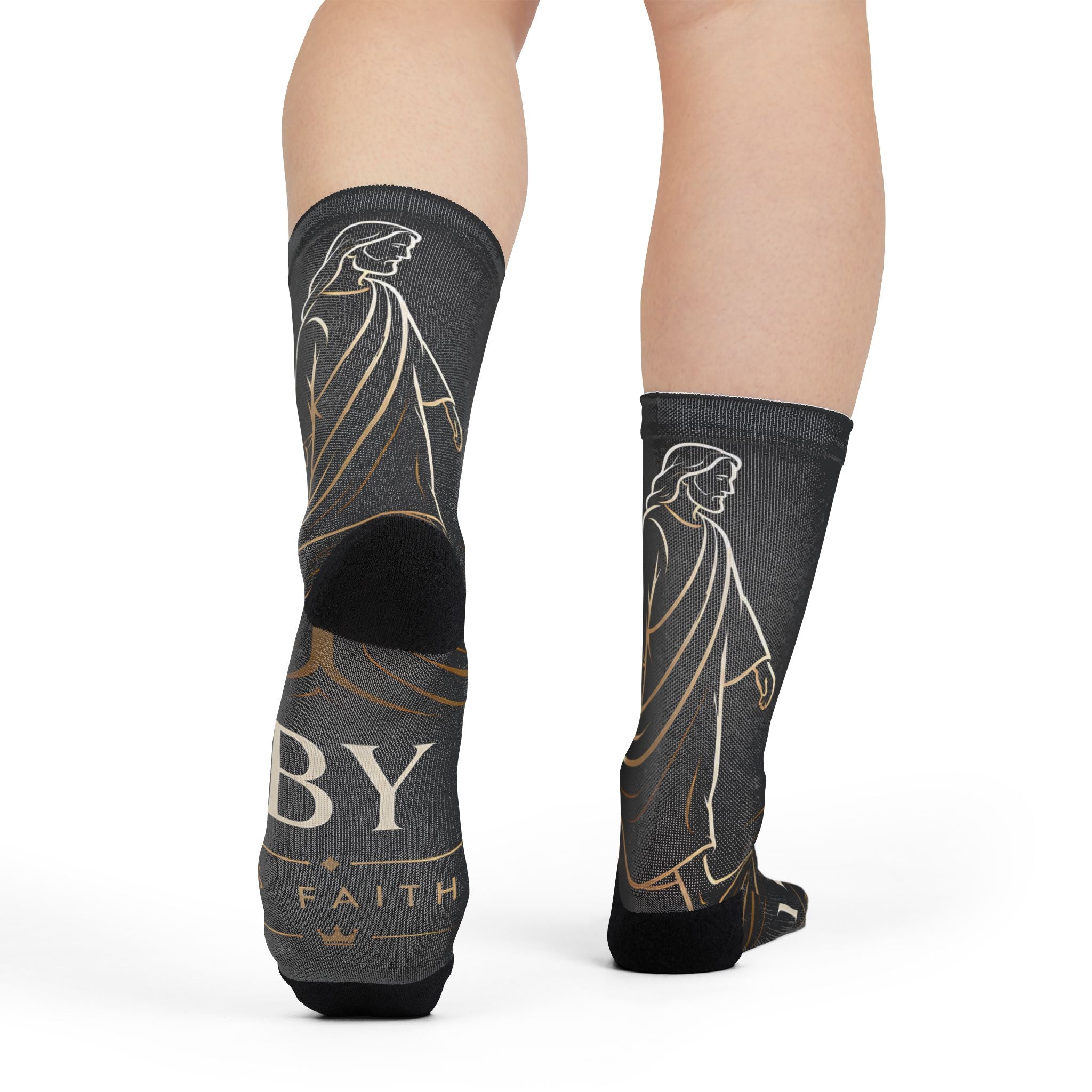 Jesus Christ Walk By Faith Crew Socks — Christian Sublimation Socks