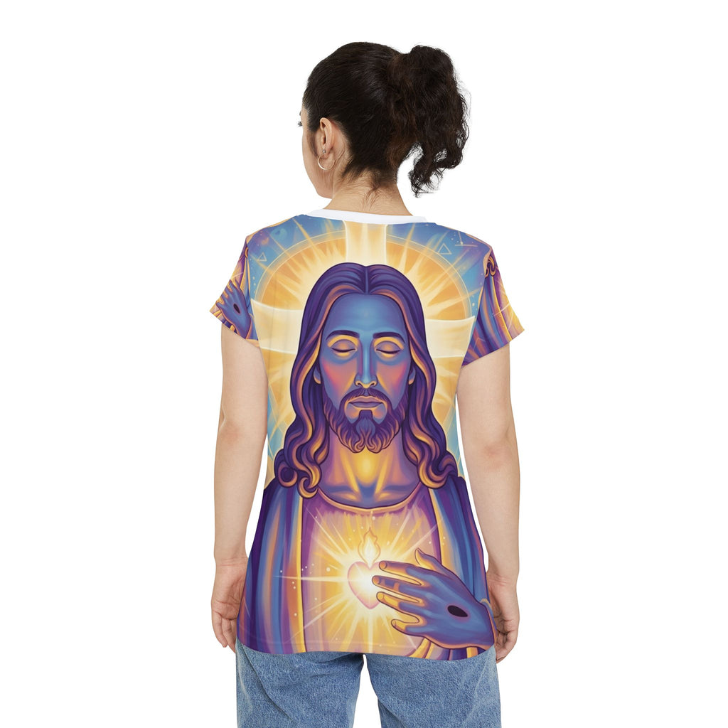 Sacred Heart Jesus Christ Women's Tee — All‑Over Print Spiritual Shirt
